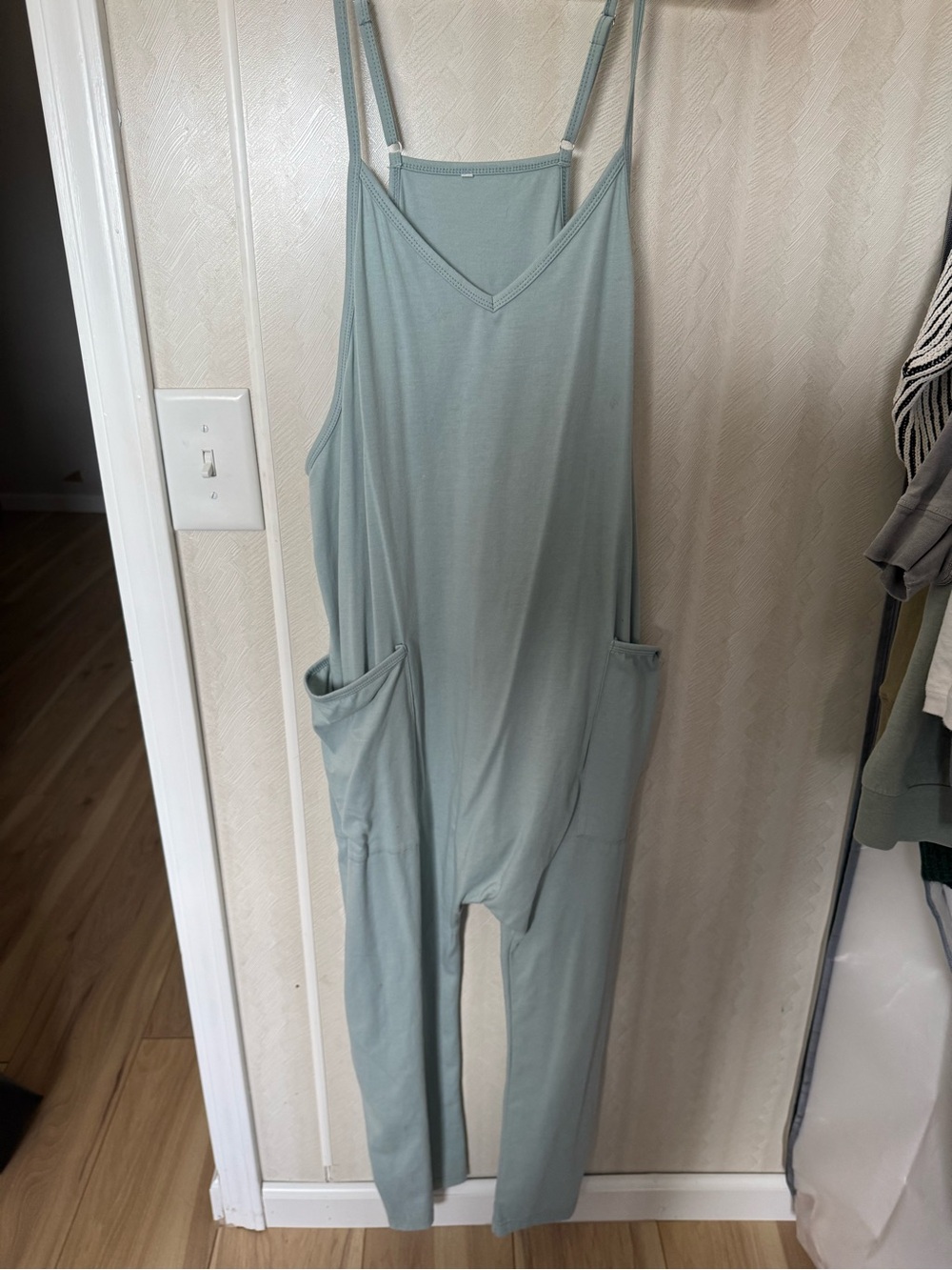 Women's Light Sage Jumpsuit with Adjustable Straps